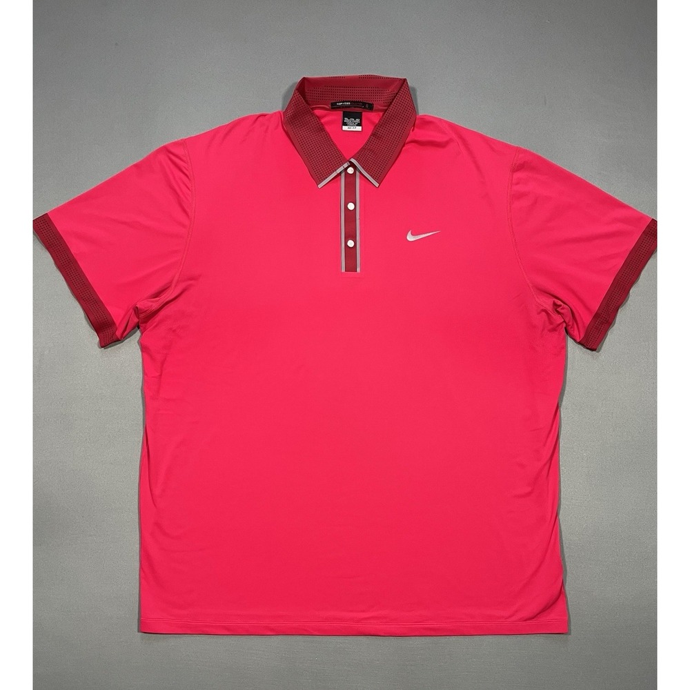 Pink Nike Tiger Woods Collection polo golf shirt  Featuring a Dri-FIT fabric